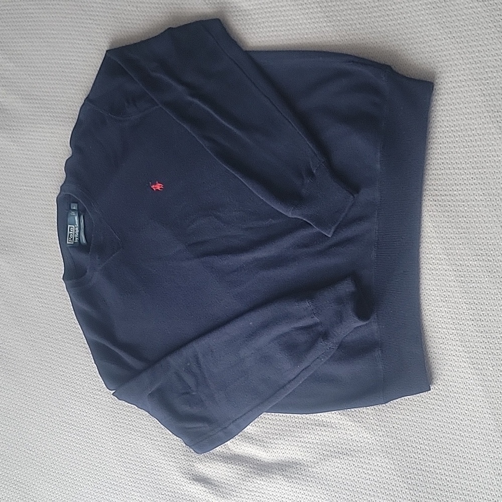 Polo sweater sz L navy